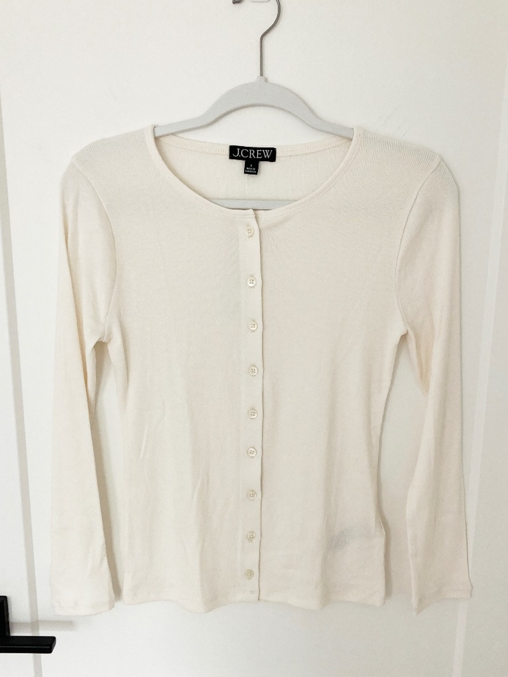 NWT J Crew Ribbed Ivory Knit Cardigan Shirt/Top - S